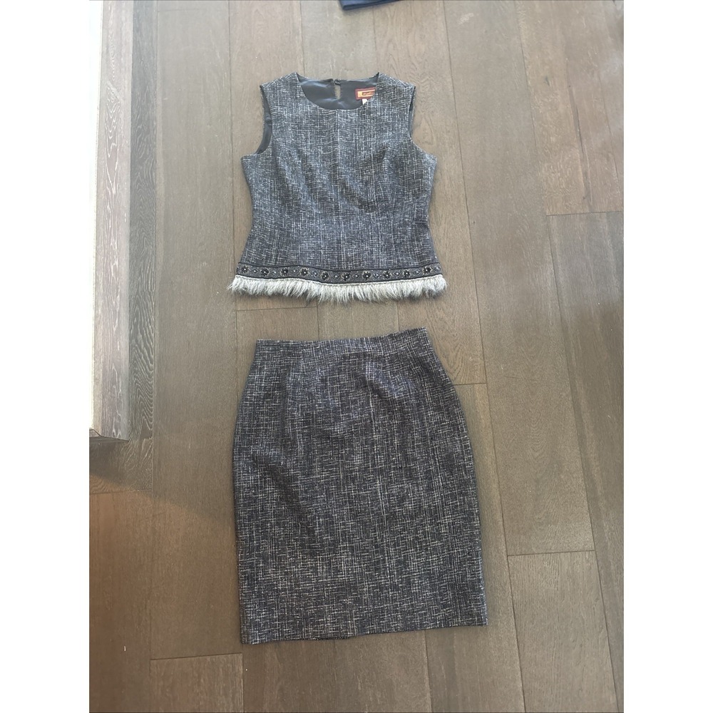 remato nucci  size 42 matching set vintage Grey Beaded Silver Thread